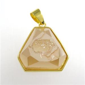 gold champagne Druzy Agate triangle pendant, approx 17-20mm