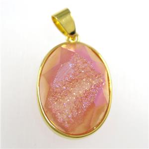 ornage Druzy Agate oval pendant, approx 15-20mm