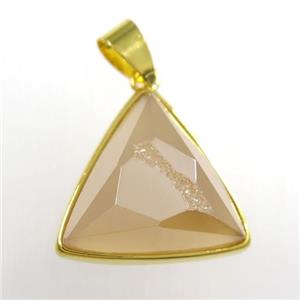 gold champagne Druzy Agate triangle pendant, approx 17mm