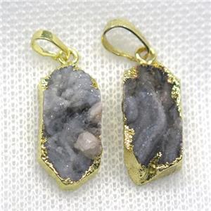 druzy agate pendant, gold plated, approx 10-22mm