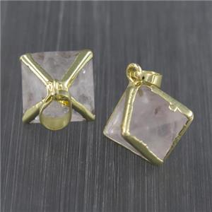 clear quartz pendant, gold plated, approx 14x14mm