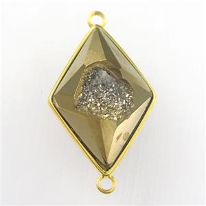 golden Druzy Agate rhombus connector, approx 16-22mm