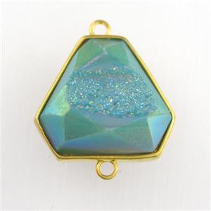 peacock green Druzy Agate triangle connector, approx 16-18mm