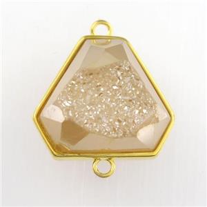 gold champagne Druzy Agate triangle connector, approx 16-18mm