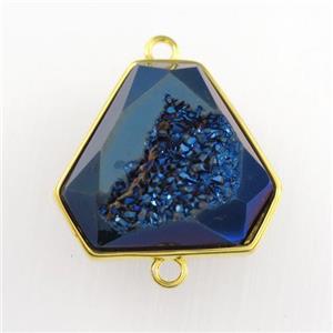 blue Druzy Agate triangle connector, approx 16-18mm