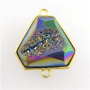 rainbow Druzy Agate triangle connector, approx 16-18mm
