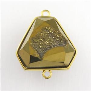golden Druzy Agate triangle connector, approx 16-18mm