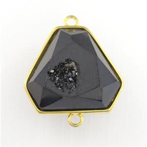 black Druzy Agate triangle connector, approx 16-18mm