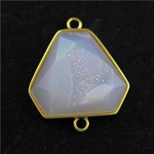 white AB-color Druzy Agate triangle connector, approx 16-18mm