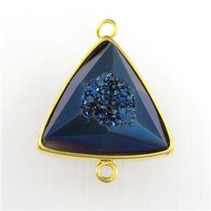 blue Druzy Agate triangle connector, approx 18mm