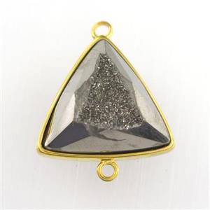 silver Druzy Agate triangle connector, approx 18mm