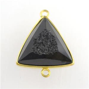 black Druzy Agate triangle connector, approx 18mm