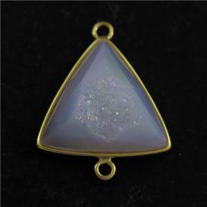 white AB-color Druzy Agate triangle connector, approx 18mm