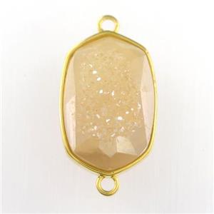 gold champagne Druzy Agate oval connector, approx 14-20mm