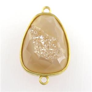 gold champagne Druzy Agate teardrop connector, approx 15-20mm