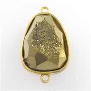 gold Druzy Agate teardrop connector, approx 15-20mm