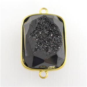 black Druzy Agate rectangle connector, approx 16-20mm
