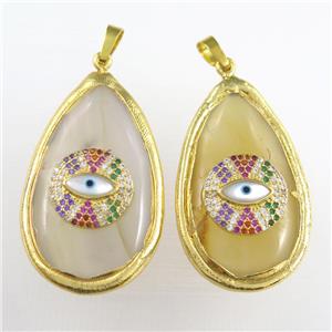 agate teardrop pendant, gold plated, approx 25-40mm