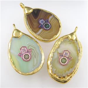 mixed color Agate pendant, freeform gold plated, approx 40-60mm