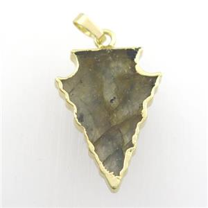Labradorite pendant, arrowhead, gold plated, approx 15-20mm