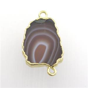 botswana agate connector, berry, gold plated, approx 13-18mm