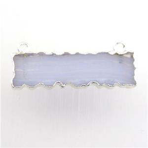 blue lace agate pendant with 2loops, rectangle, silver plated, approx 8-30mm