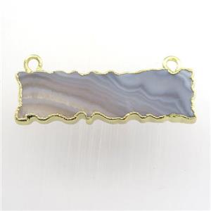 blue lace agate pendant, rectangle, gold plated, approx 8-30mm