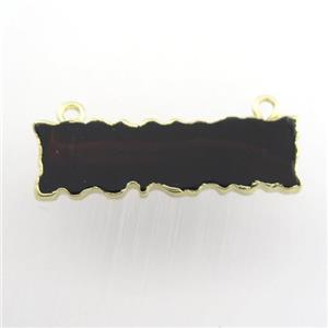 black onyx agate pendant, rectangle, gold plated, approx 8-30mm