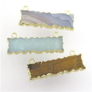 mixed gemstone pendant, rectangle, gold plated, approx 8-30mm