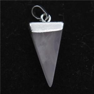 rose quartz pendant, triangle, silver plated, approx 12-22mm