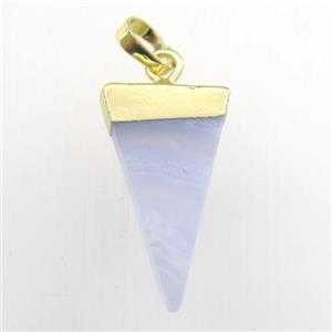 blue lace agate pendant, triangle, gold plated, approx 12-22mm