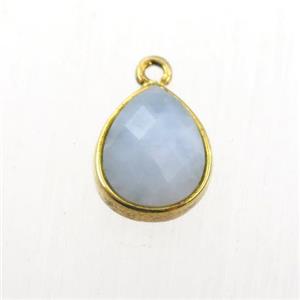 Aquamarine pendant, teardrop, gold plated, approx 9-11mm