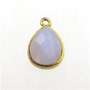 Blue Lace Agate pendant, teardrop, gold plated, approx 9-11mm