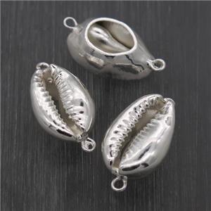 Conch Shell connector, silver plated, approx 10-20mm