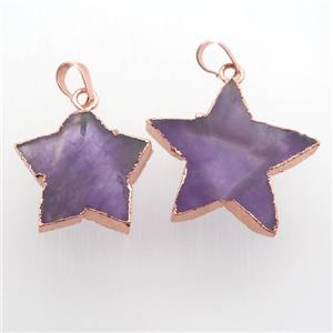 Amethyst star pendant, gold plated, approx 20-30mm