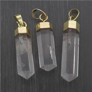Clear Quartz stick pendant, gold plated, approx 8-35mm