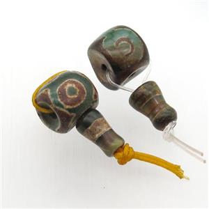 Tibetan Agate Guru Beads, 3holes, Buddhist jewelry, approx 13-14mm