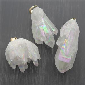 white AB-color Crystal Quartz pendants, approx 15-50mm