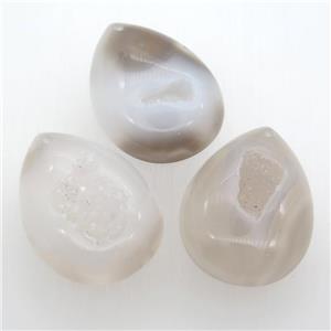 natural Agate Duryz pendant, geode, teardrop, approx 30-40mm
