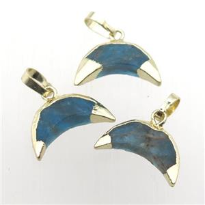 blue Apatite crescent pendant, gold plated, approx 5-16mm