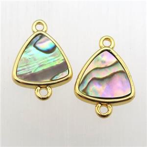rainbow Abalone Shell triangle connector, approx 10-11mm