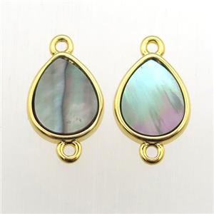 gray Abalone Shell teardrop connector, approx 10-12mm