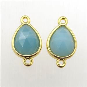 blue Amazonite teardrop connector, approx 10-12mm