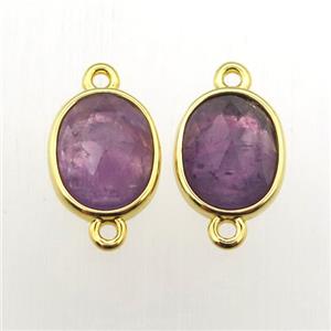 Amethyst oval connector, approx 9-11mm
