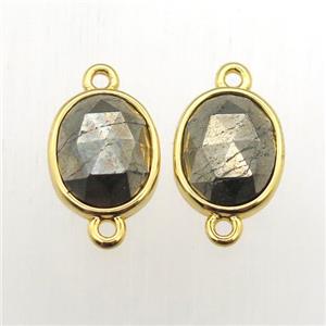 Pyrite oval connector, approx 9-11mm