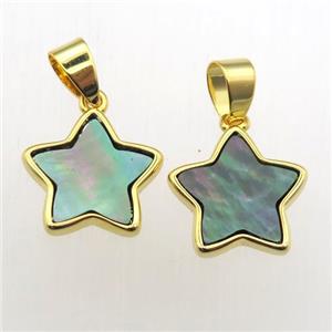 gray Abalone Shell star pendant, approx 13mm dia