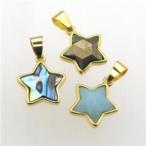mixed Gemstone star pendant, approx 13mm dia