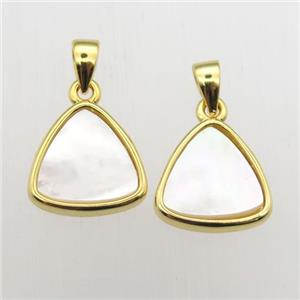 white Pearlized Shell triangle pendant, approx 11-12mm