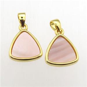 pink Queen Shell triangle pendant, approx 11-12mm