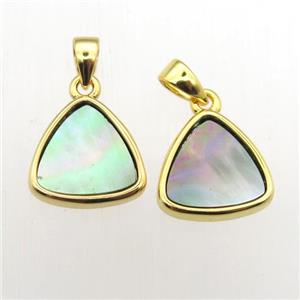 gray Abalone Shell triangle pendant, approx 11-12mm